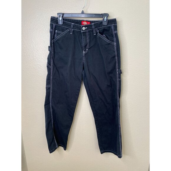 Dickies Womens Black Carpenter Pants 7/28 Durable Cotton Double Pockets Cargo - Picture 2 of 8